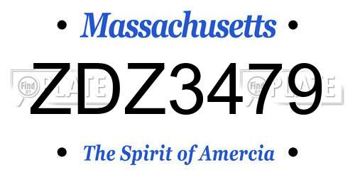 ZDZ3479 Massachusetts License Plate