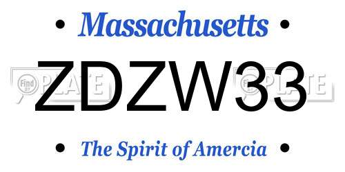 ZDZW33 Massachusetts License Plate