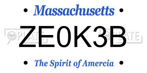 ZE0K3B Massachusetts License Plate