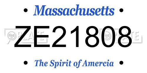 ZE21808 Massachusetts License Plate
