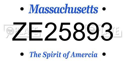 ZE25893 Massachusetts License Plate