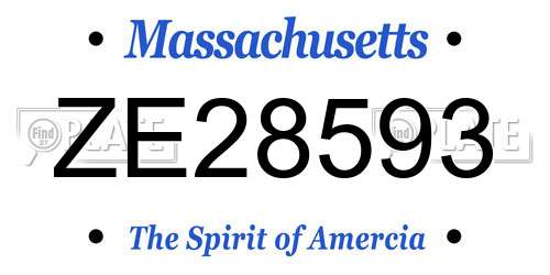 ZE28593 Massachusetts License Plate