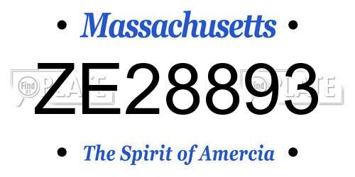 ZE28893 Massachusetts License Plate