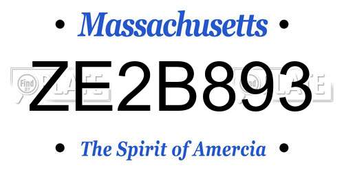 ZE2B893 Massachusetts License Plate