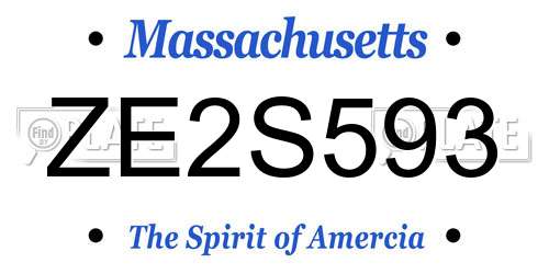 ZE2S593 Massachusetts License Plate
