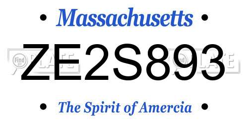 ZE2S893 Massachusetts License Plate