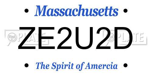 ZE2U2D Massachusetts License Plate