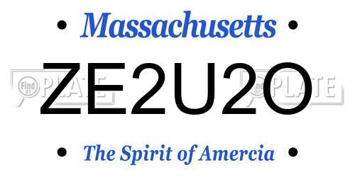 ZE2U2O Massachusetts License Plate