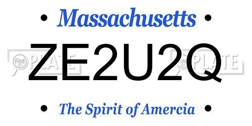ZE2U2Q Massachusetts License Plate