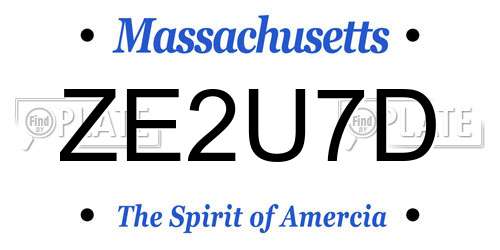ZE2U7D Massachusetts License Plate