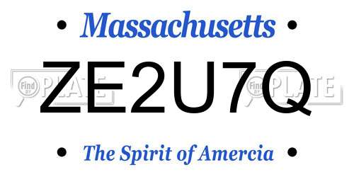 ZE2U7Q Massachusetts License Plate