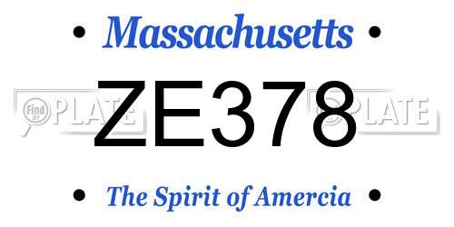 ZE378 Massachusetts License Plate