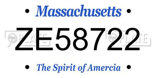 ZE58722 Massachusetts License Plate