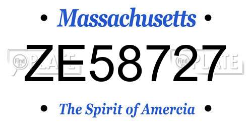 ZE58727 Massachusetts License Plate