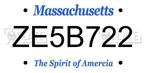 ZE5B722 Massachusetts License Plate