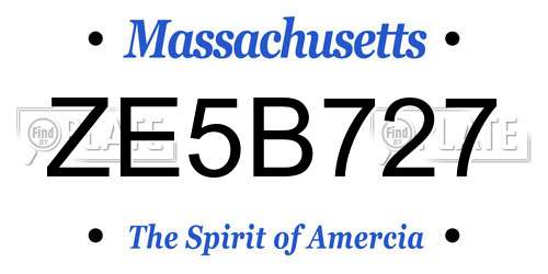 ZE5B727 Massachusetts License Plate