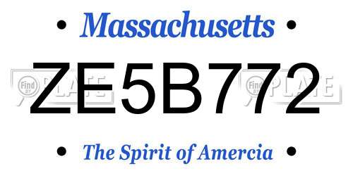 ZE5B772 Massachusetts License Plate