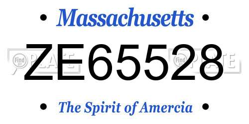 ZE65528 Massachusetts License Plate