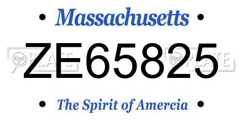 ZE65825 Massachusetts License Plate