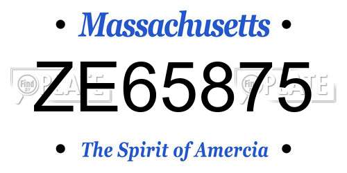 ZE65875 Massachusetts License Plate