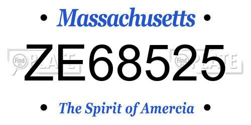 ZE68525 Massachusetts License Plate