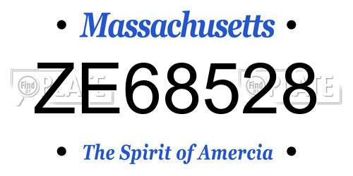 ZE68528 Massachusetts License Plate