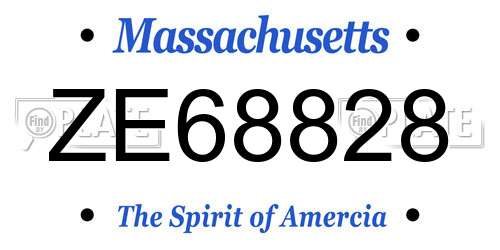 ZE68828 Massachusetts License Plate