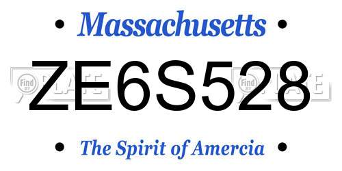 ZE6S528 Massachusetts License Plate