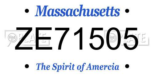 ZE71505 Massachusetts License Plate