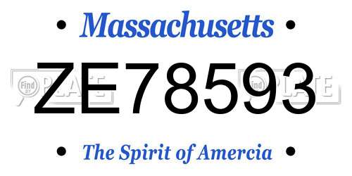 ZE78593 Massachusetts License Plate
