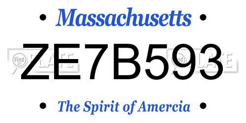 ZE7B593 Massachusetts License Plate