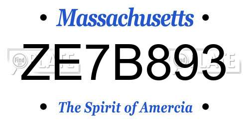 ZE7B893 Massachusetts License Plate