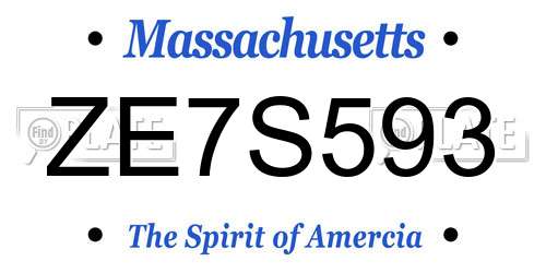 ZE7S593 Massachusetts License Plate