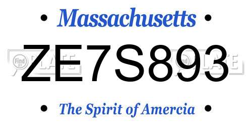 ZE7S893 Massachusetts License Plate