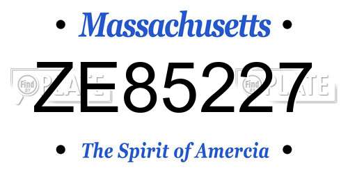 ZE85227 Massachusetts License Plate