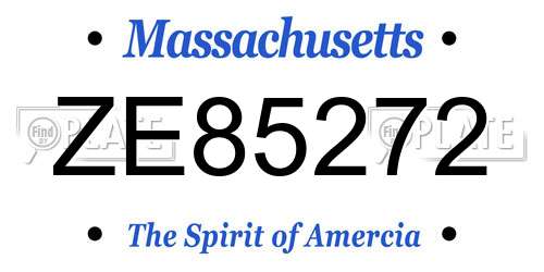 ZE85272 Massachusetts License Plate