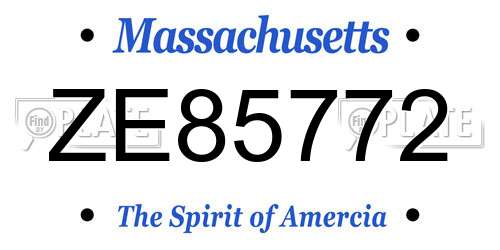 ZE85772 Massachusetts License Plate