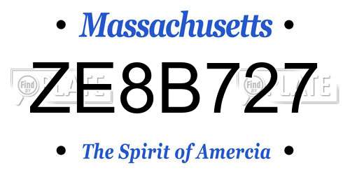 ZE8B727 Massachusetts License Plate