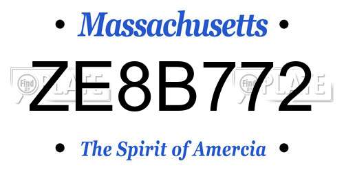 ZE8B772 Massachusetts License Plate