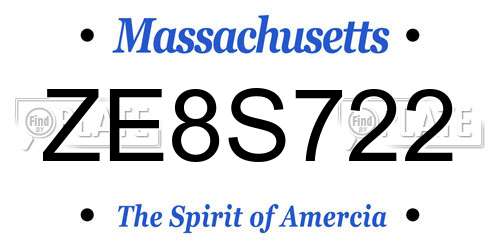 ZE8S722 Massachusetts License Plate