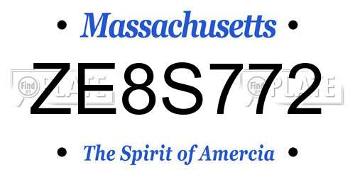 ZE8S772 Massachusetts License Plate