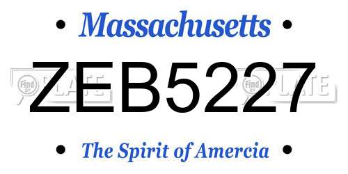 ZEB5227 Massachusetts License Plate