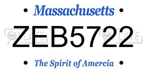ZEB5722 Massachusetts License Plate