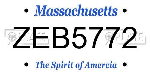 ZEB5772 Massachusetts License Plate