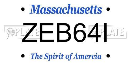 ZEB64I Massachusetts License Plate