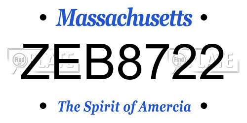 ZEB8722 Massachusetts License Plate