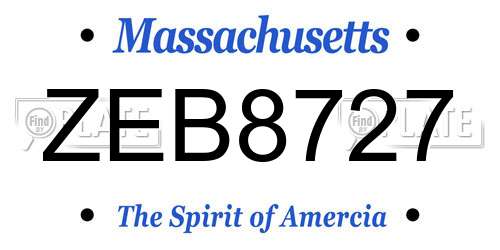 ZEB8727 Massachusetts License Plate