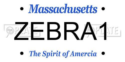 ZEBRA1 Massachusetts License Plate