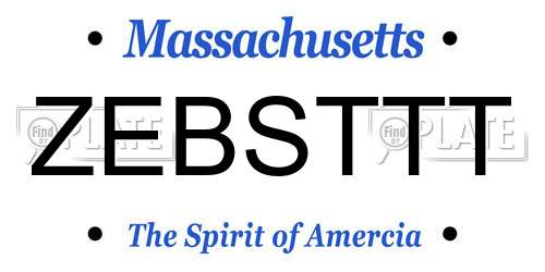 ZEBSTTT Massachusetts License Plate
