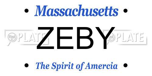 ZEBY Massachusetts License Plate